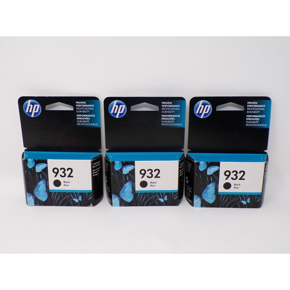 Lot of 3 Sealed HP 932 Black Ink Cartridges *Expired